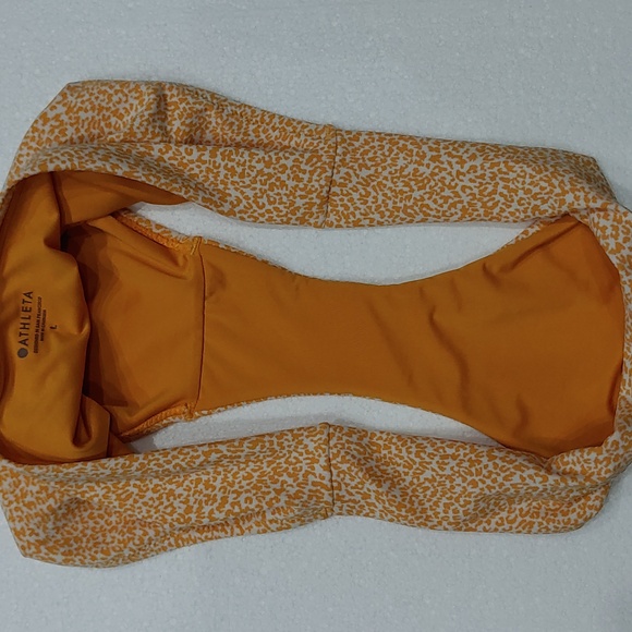 Athleta Clean Golden Orange & White Cheetah Print Swim Bottom Size Large - Picture 5 of 6
